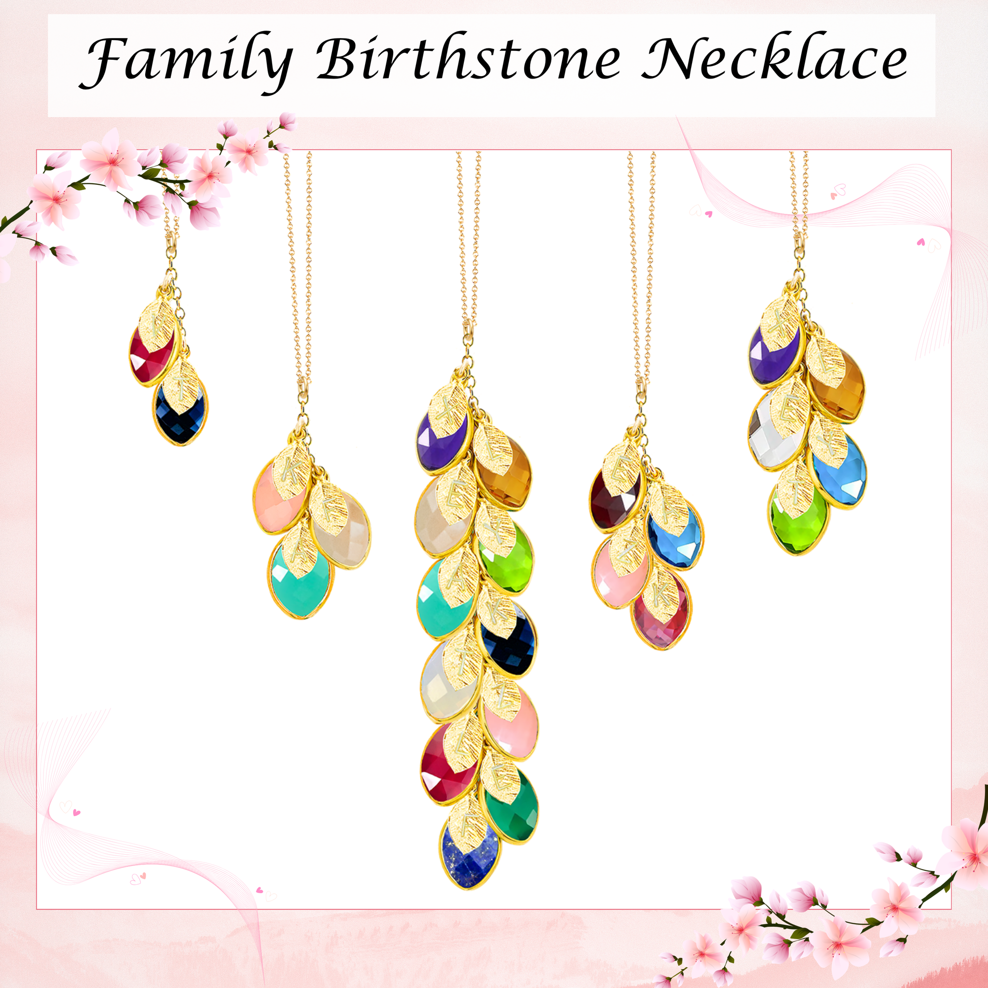 Mom Necklace Gift from Daughter, Mothers Day Gift Necklace from Son, Unique Personalized Gift for Mom, Multi Birthstone Necklace