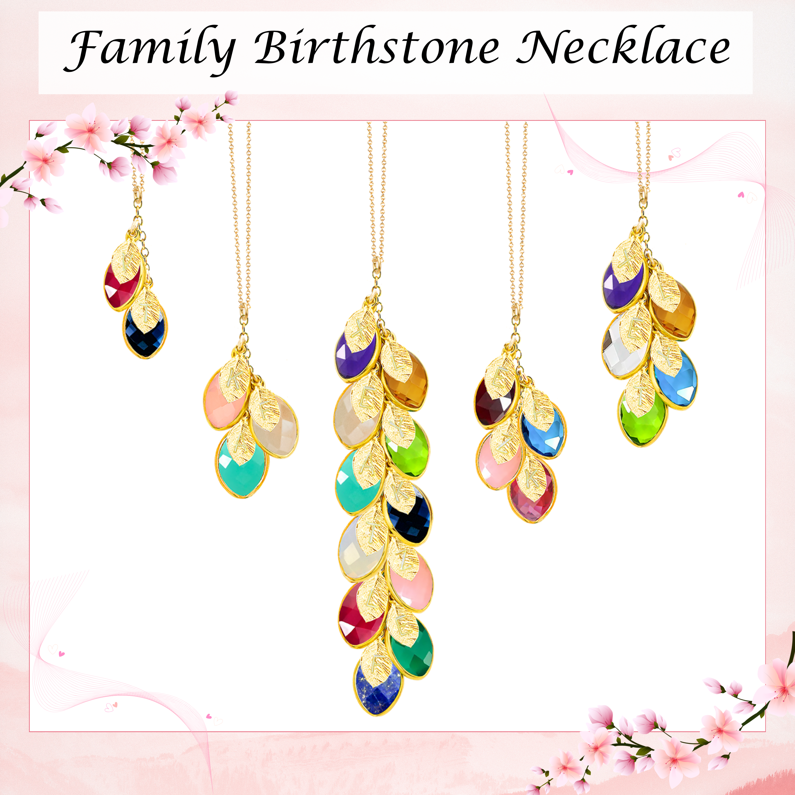 Mom Necklace Gift from Daughter, Mothers Day Gift Necklace from Son, Unique Personalized Gift for Mom, Multi Birthstone Necklace