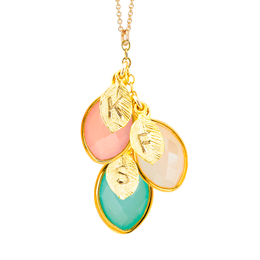 Family Charm Necklace, Custom Birthstone Initial Necklace, Unique Gift for New Mom, Personalized mom necklace with kids initials Stamped