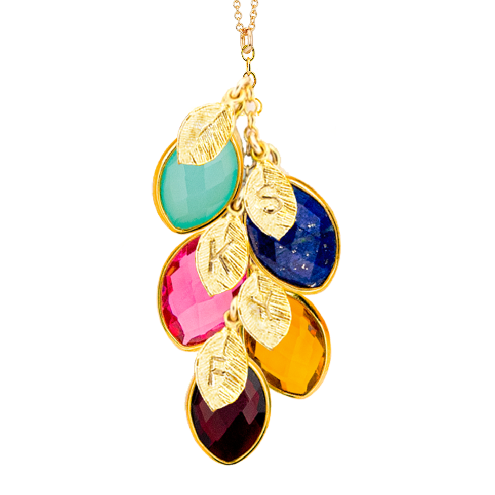 Family Charm Necklace, Custom Birthstone Initial Necklace, Unique Gift for New Mom, Personalized mom necklace with kids initials Stamped