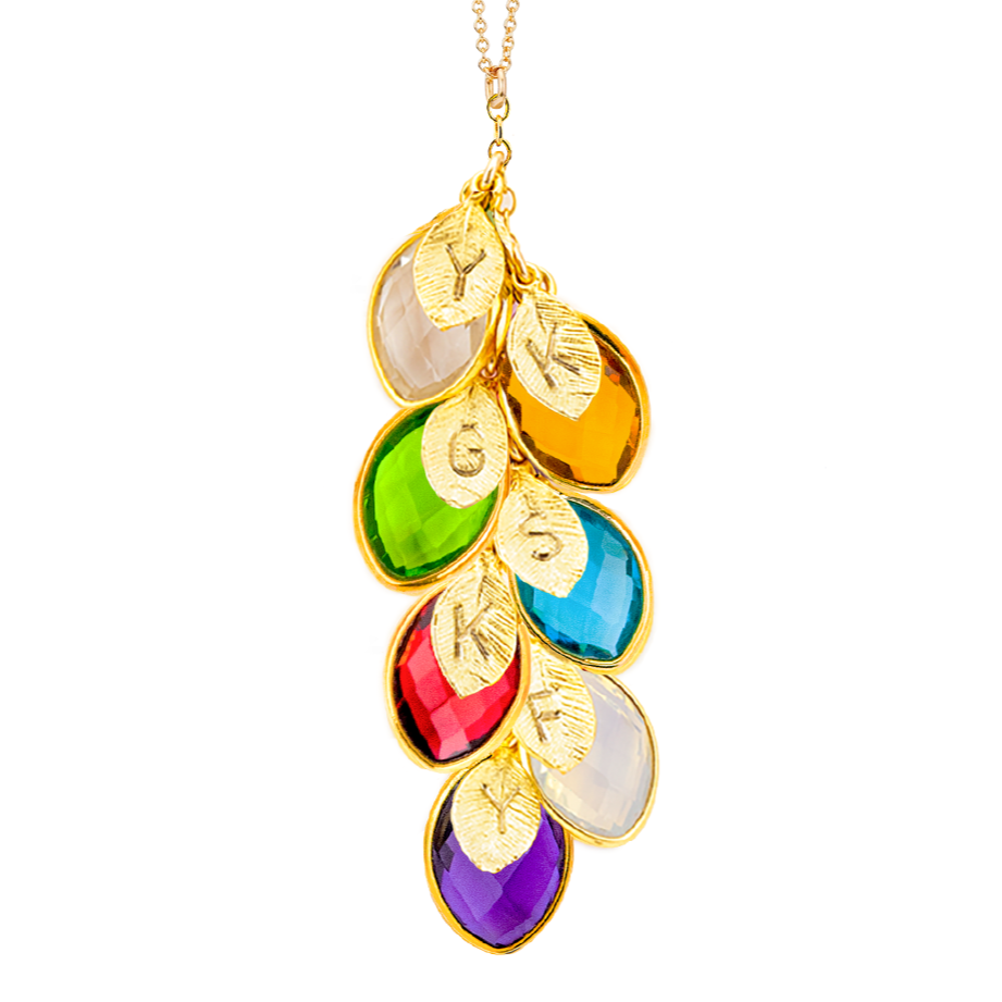 Family Charm Necklace, Custom Birthstone Initial Necklace, Unique Gift for New Mom, Personalized mom necklace with kids initials Stamped