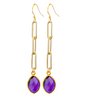 "Glamorous Birthstone Earrings on Gold Paper Clip Chain - Birthstone Beauty!"