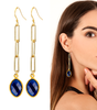 "Glamorous Birthstone Earrings on Gold Paper Clip Chain - Birthstone Beauty!"