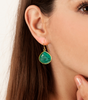 Raw Emerald Earrings Gold, May Birthstone Earrings, Jewelry Trends, Green Stone Earrings Dangle, Semi Precious Stone, Statement Earring Gift