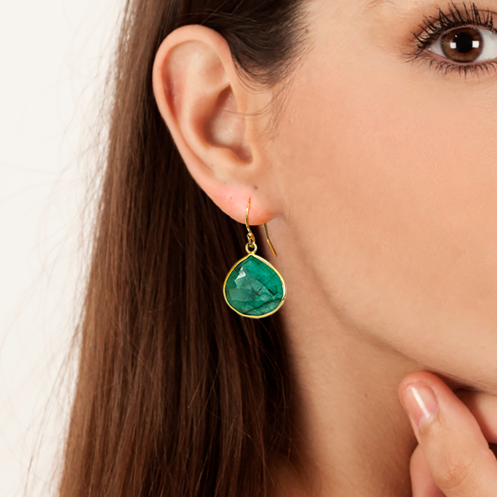 Raw Emerald Earrings