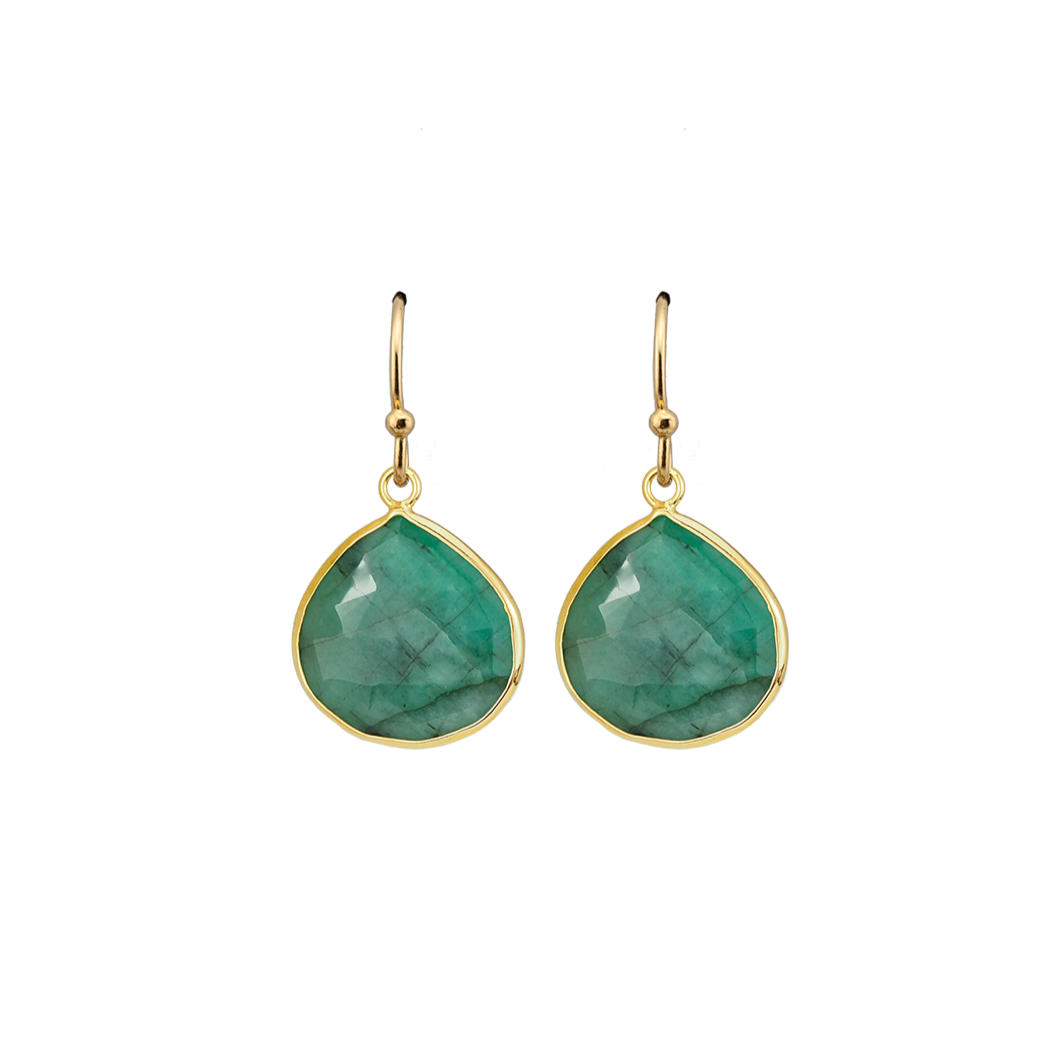 Raw Emerald Earrings Gold, May Birthstone Earrings, Jewelry Trends, Green Stone Earrings Dangle, Semi Precious Stone, Statement Earring Gift
