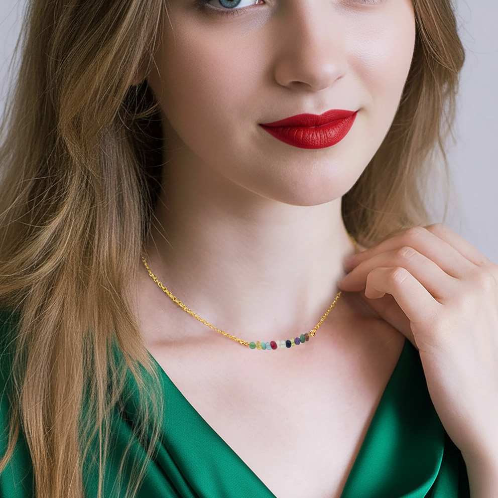 "Handmade Bead Bar Family Necklace - Custom Birthstone Jewelry for Loved Ones"