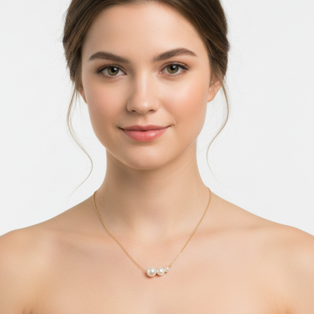 "Elegant Mother Daughter Pearl Necklace Set: Choice of 14K Gold-Filled or Sterling Silver"