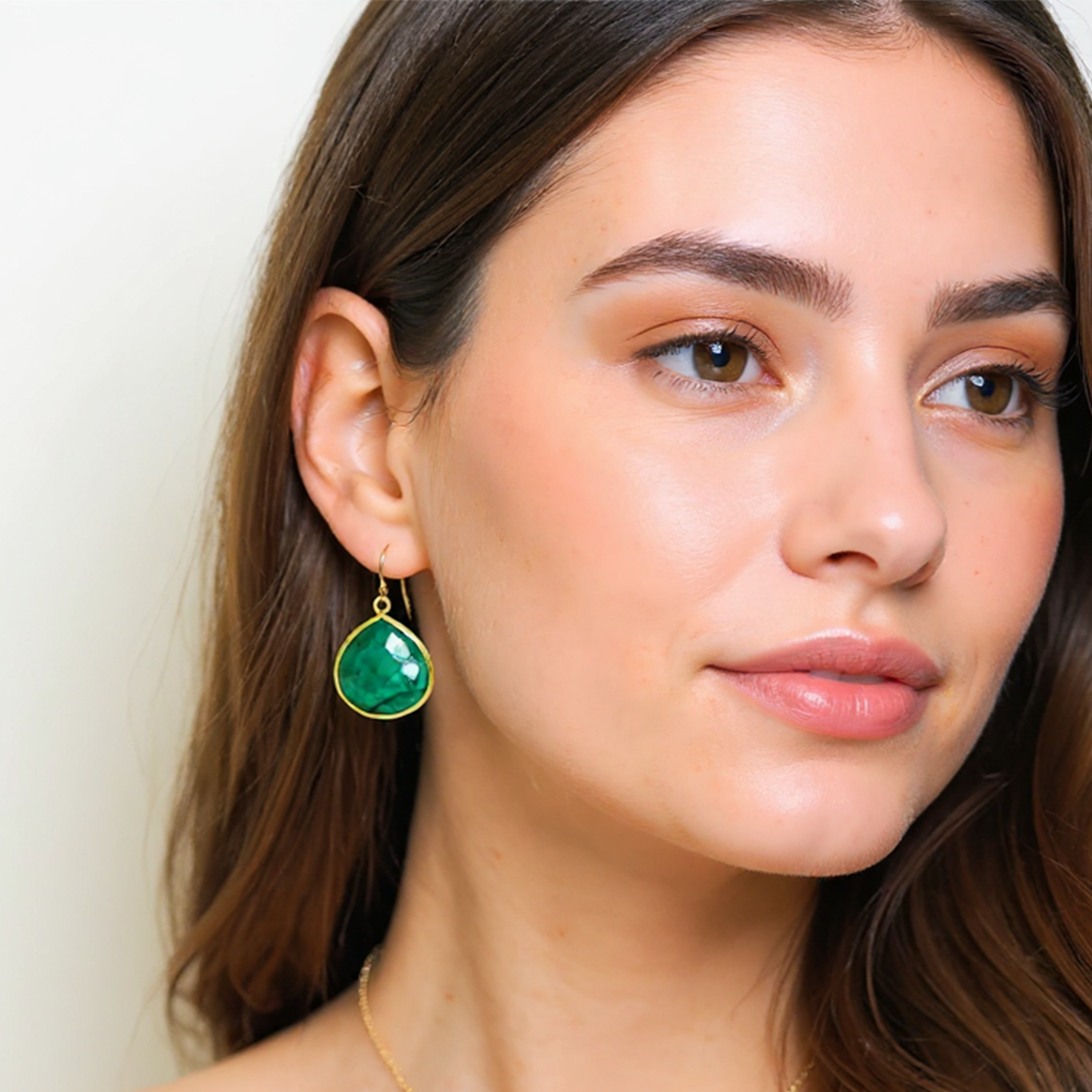 "Radiant Raw Emerald Earrings - May Birthstone Glamour, Green Gemstone Dangles, Handcrafted Jewelry Delight"