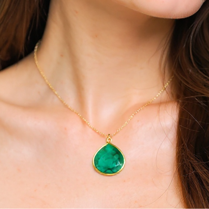Raw Emerald Pendant Necklace