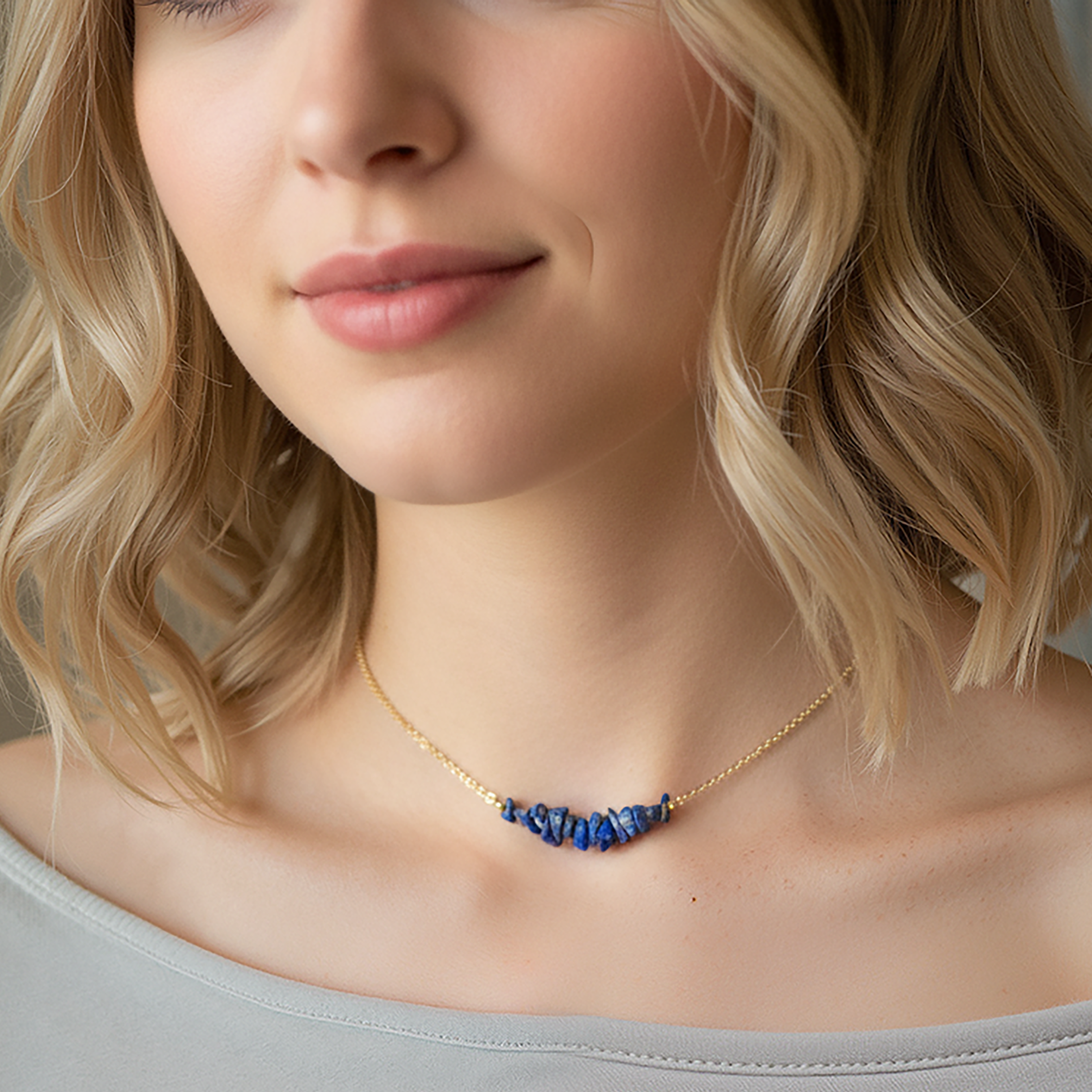 Raw Gemstone Necklaces, Genuine Simple Stone Choker, Natural Crystal Jewe