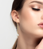 "Elegant Pearl Dangles on Gold Chain - Long White Earrings"