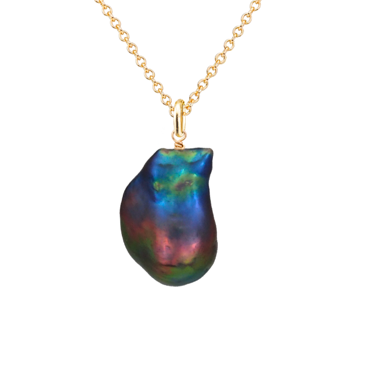 "Stunning Black Baroque Pearl Necklace - A Thoughtful Gift for Mom"