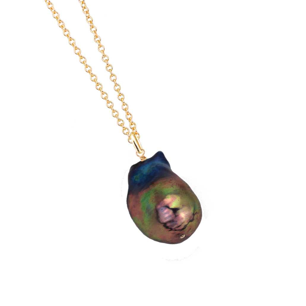 "Stunning Black Baroque Pearl Necklace - A Thoughtful Gift for Mom"