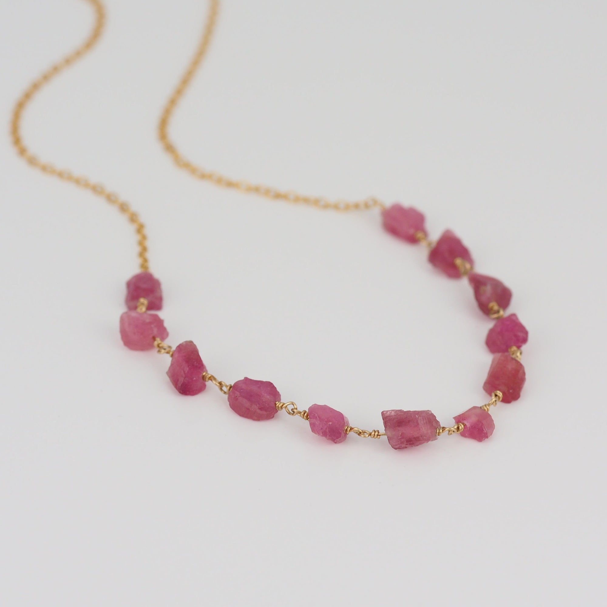 Pink Tourmaline Wire Wrap Necklace - Handcrafted Statement Tourmaline Jewelry
