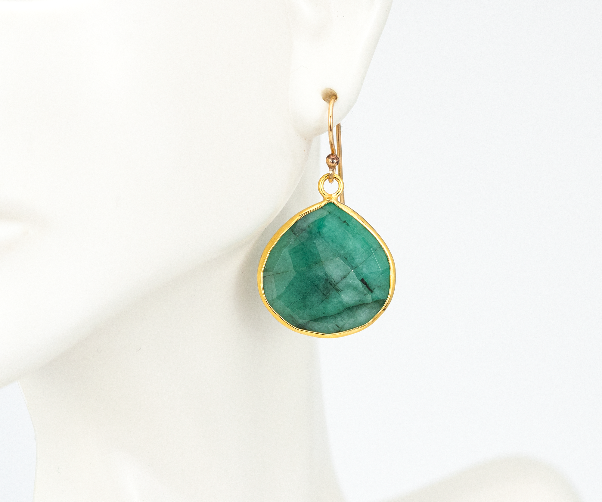"Radiant Raw Emerald Earrings - May Birthstone Glamour, Green Gemstone Dangles, Handcrafted Jewelry Delight"