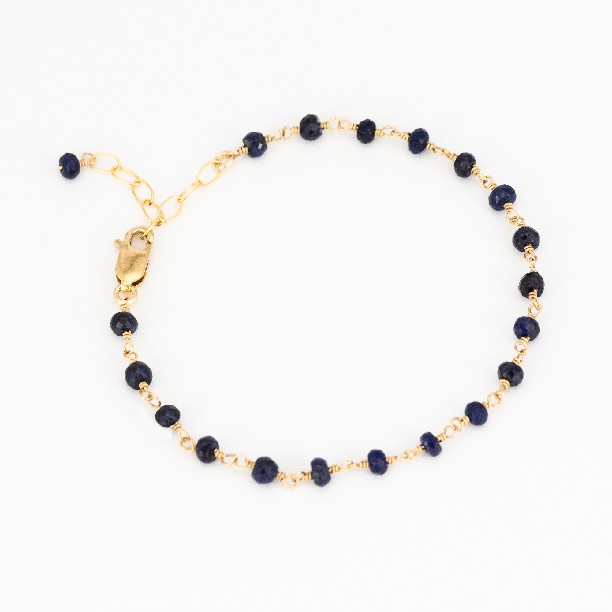 "Elegant Sapphire Rosary Bracelet: Luxurious 14K Gold-Filled Birthstone Jewelry"