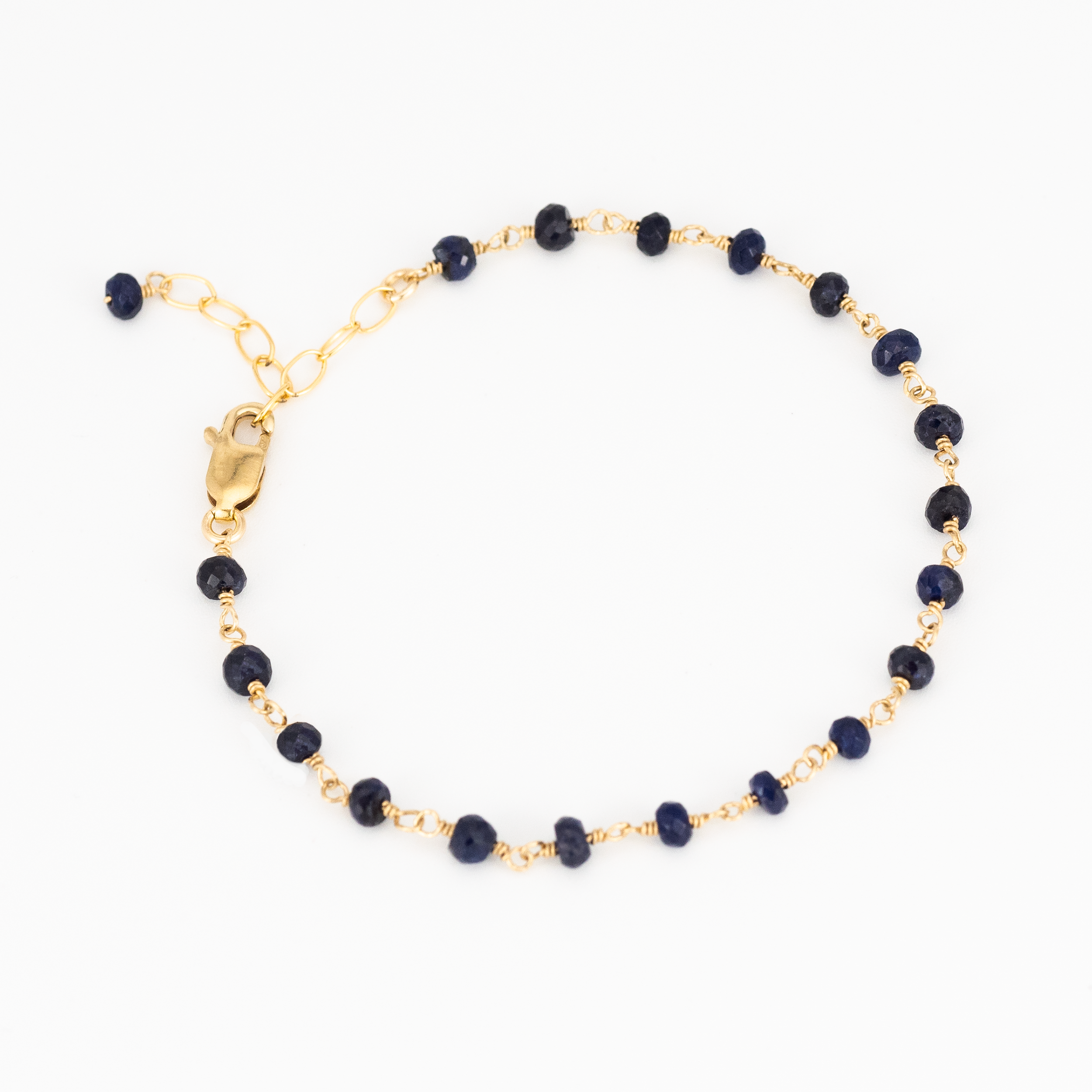 "Elegant Sapphire Rosary Bracelet: Luxurious 14K Gold-Filled Birthstone Jewelry"
