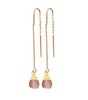 Elegant Pink Opal Threader Earrings | Dangle Crystal Jewelry for October Birthdays