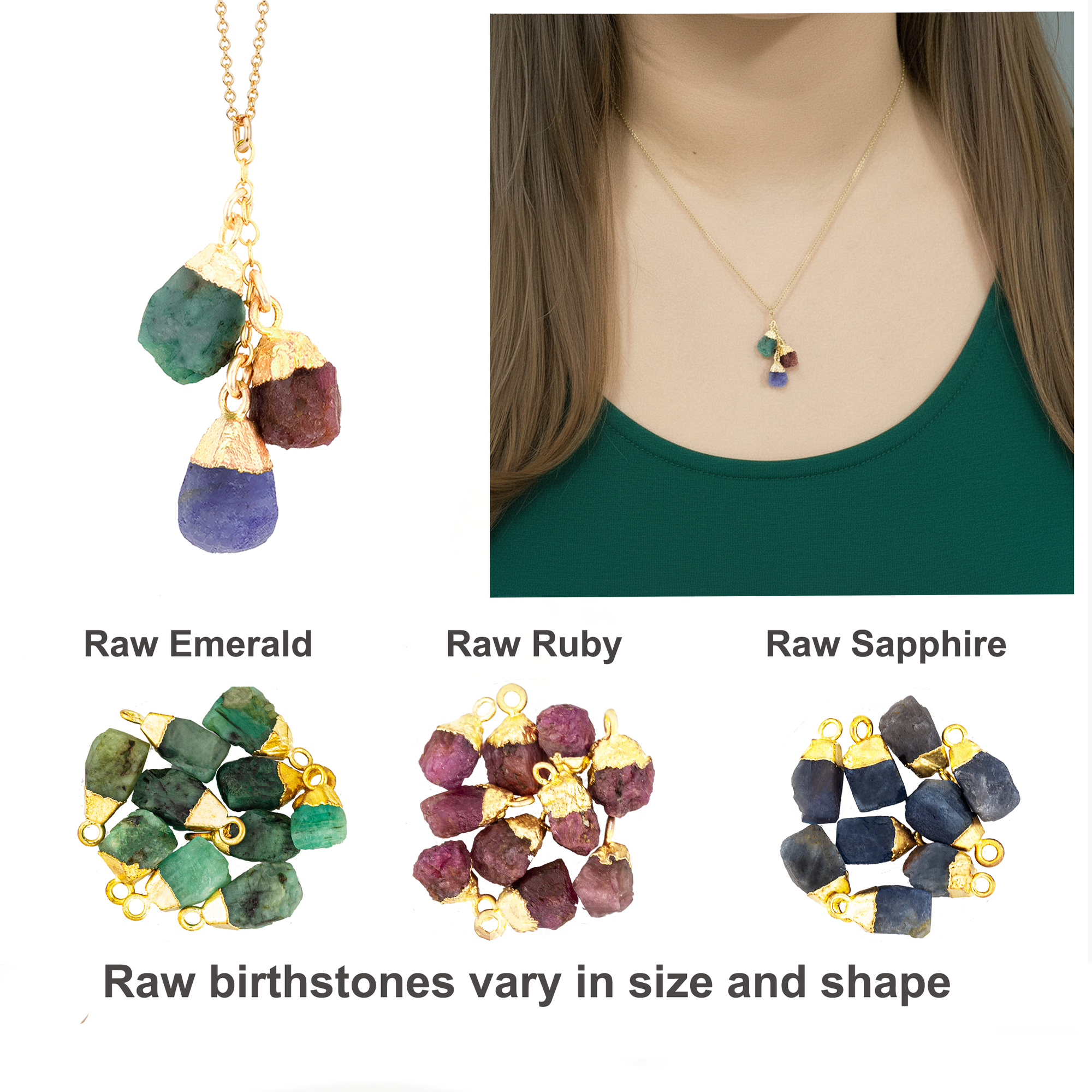 Dainty Raw Birthstone Necklace - Handmade Single Gemstone Jewelry