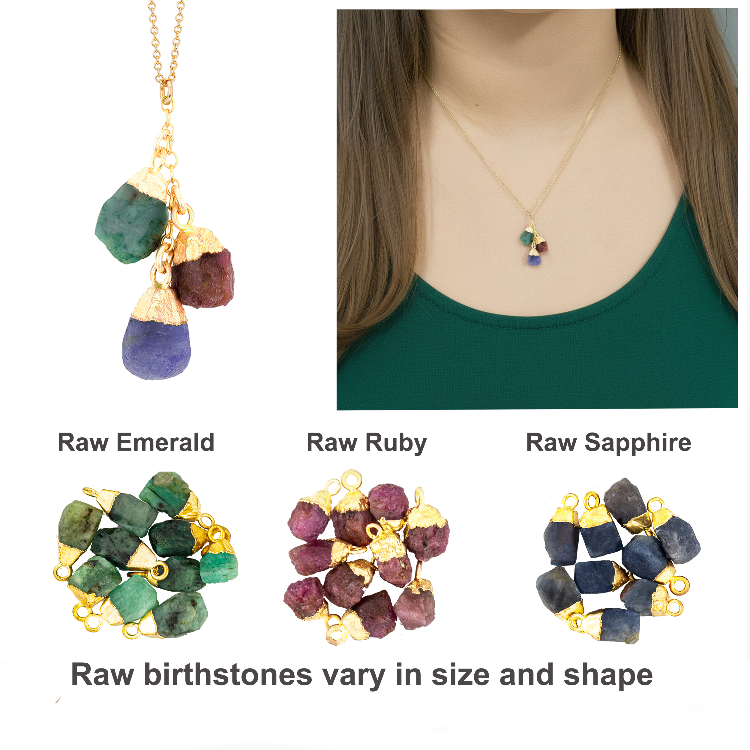 Dainty Raw Birthstone Necklace - Handmade Single Gemstone Jewelry