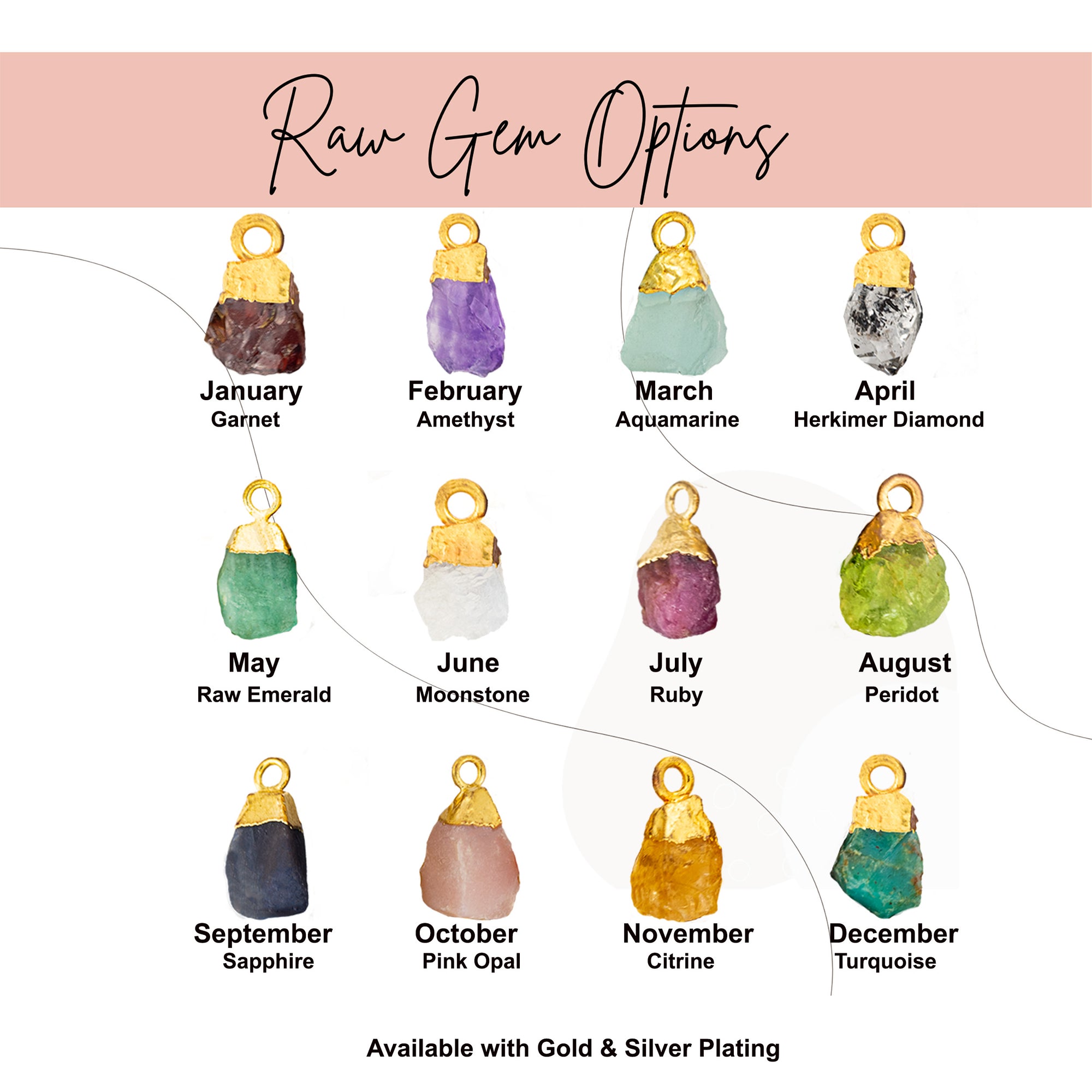 Handmade Custom Raw Birthstone Necklace - Personalized Birthday Gift