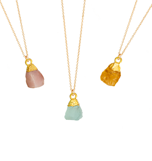 Handmade Custom Raw Birthstone Necklace - Personalized Birthday Gift