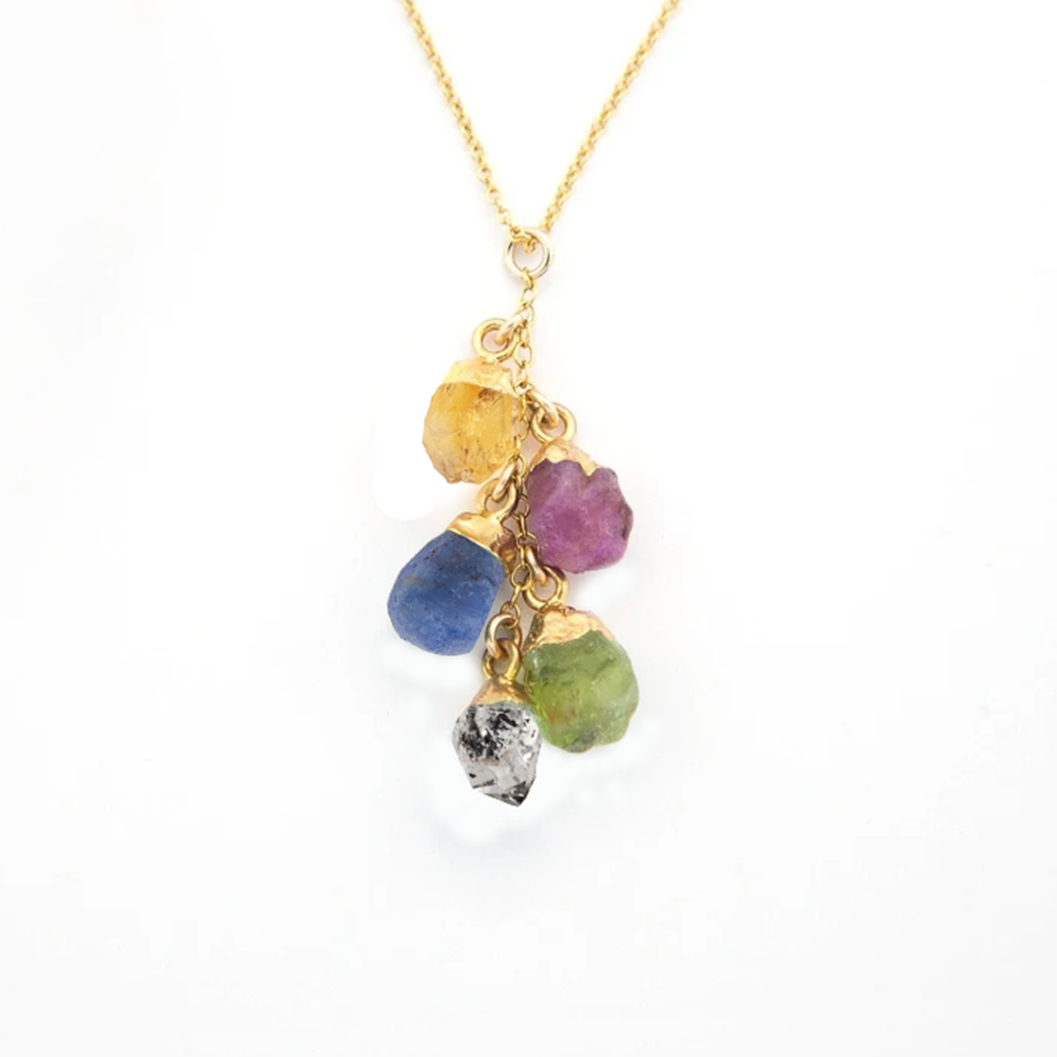 Raw Crystal Birthstone Necklace with Custom Birthstones - Protection Jewelry for Mom