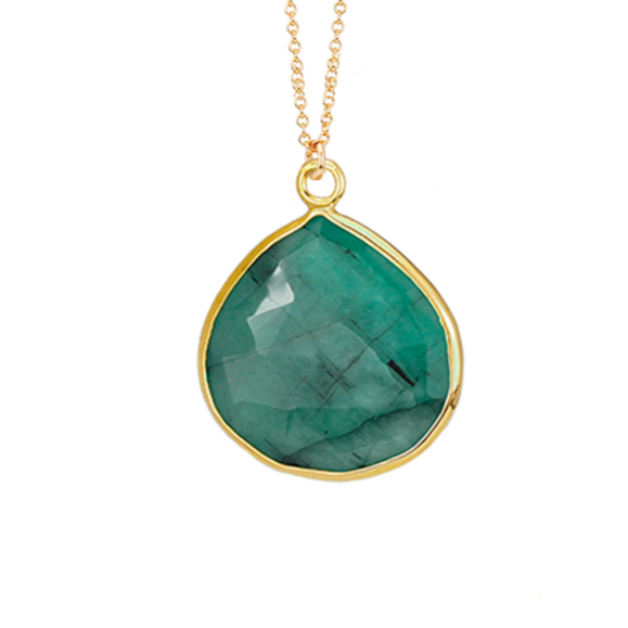 Raw Emerald Pendant Necklace