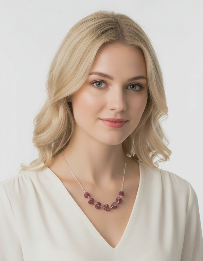 Pink Tourmaline Wire Wrap Necklace - Handcrafted Statement Tourmaline Jewelry