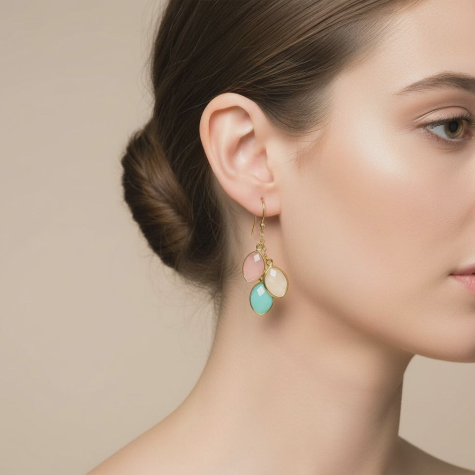 Handmade Family Birthstone Earrings - Personalized Dangle Jewelry for Mom or Grandma