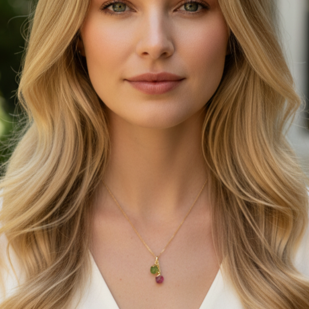 Handmade Custom Raw Birthstone Necklace - Personalized Birthday Gift