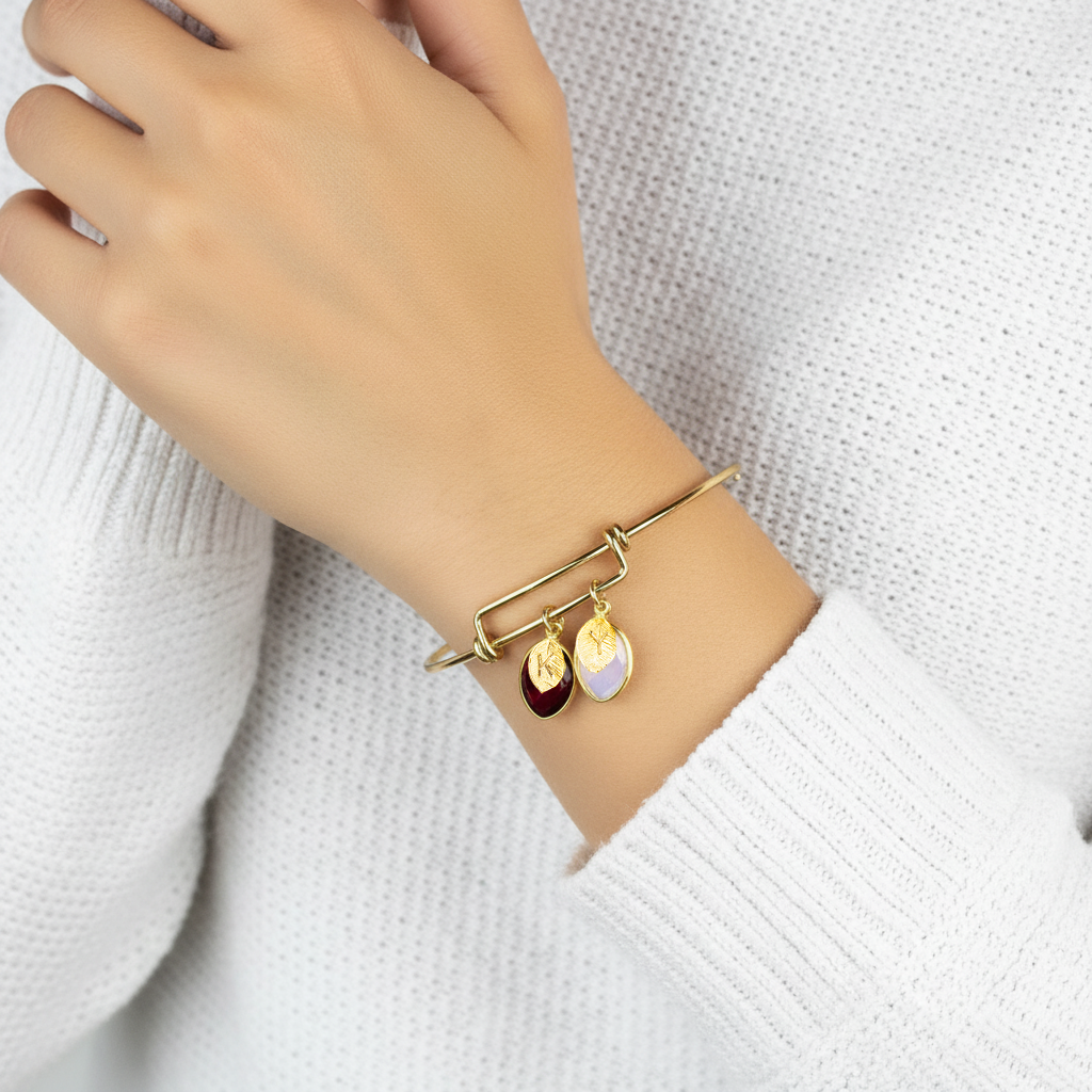 "Family Tree Birthstone Bangle - Cherish Family Bonds with a Personalized Bracelet"