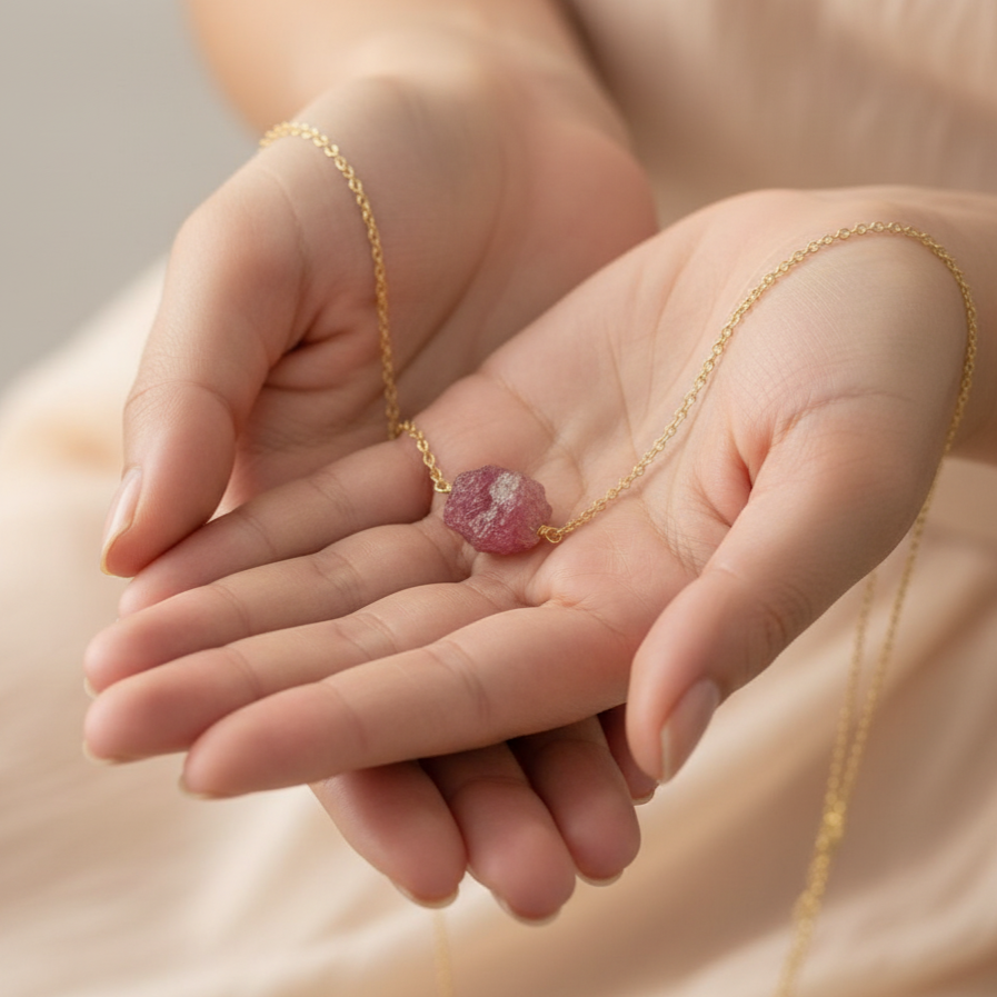 Dainty Pink Tourmaline Choker - Handmade Wire Wrap Necklace