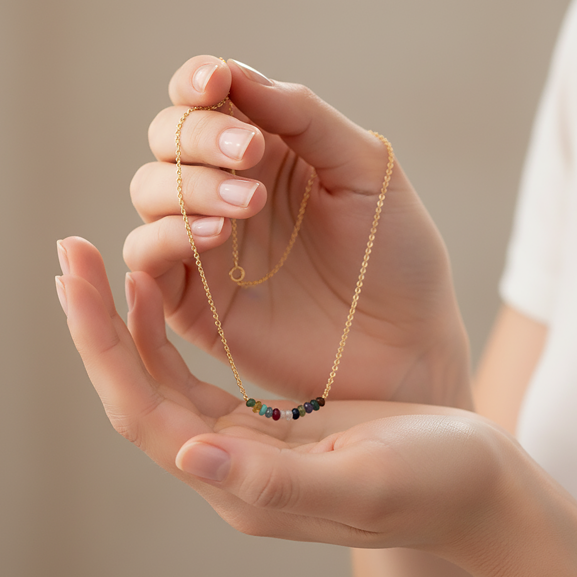 "Handmade Bead Bar Family Necklace - Custom Birthstone Jewelry for Loved Ones"