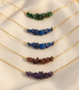 Natural Raw Emerald Bar Necklace - May Birthstone Gemstone Layering Jewelry