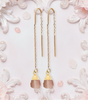 Elegant Pink Opal Threader Earrings | Dangle Crystal Jewelry for October Birthdays