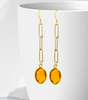"Glamorous Birthstone Earrings on Gold Paper Clip Chain - Birthstone Beauty!"