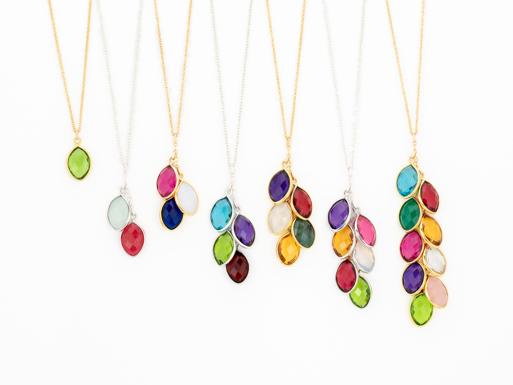 Color stone family necklace online
