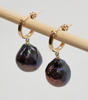 Black Baroque Pearl Hoops