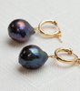 Black Baroque Pearl Hoops