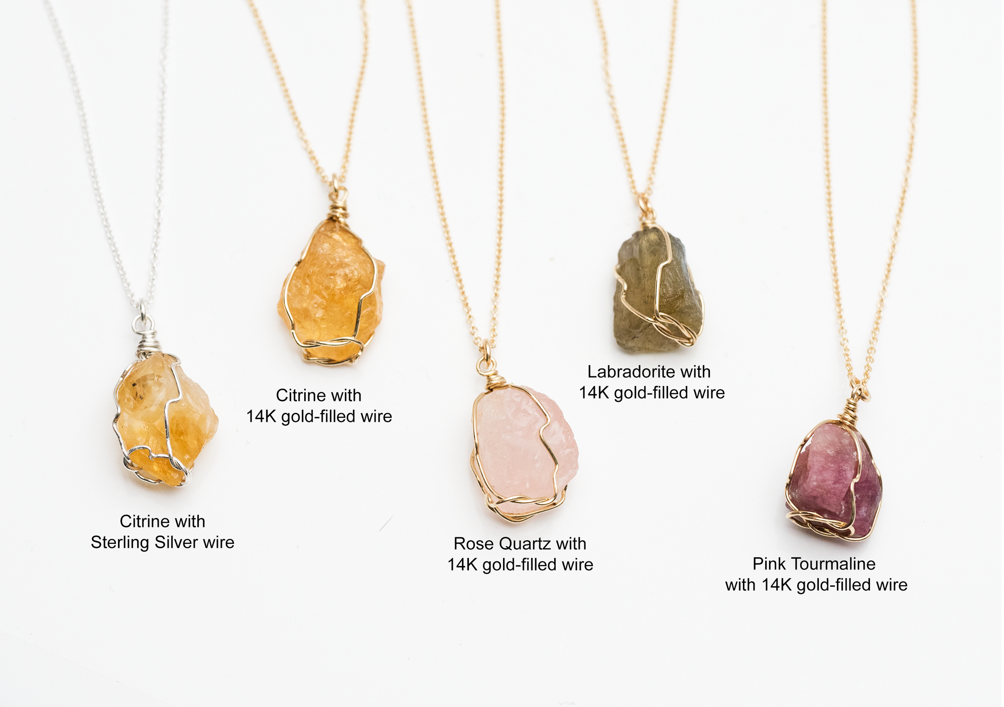 Raw Crystal Wire Wrapped Necklace