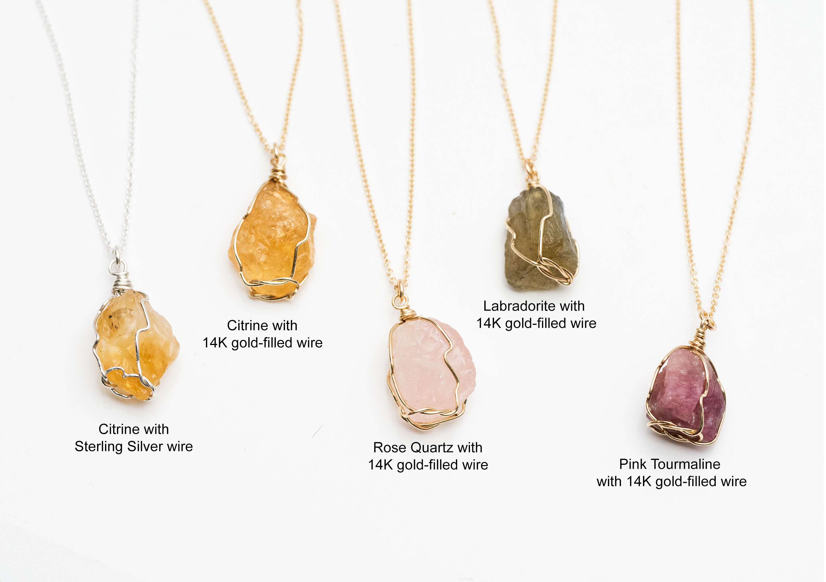 Raw Crystal Wire Wrapped Necklace