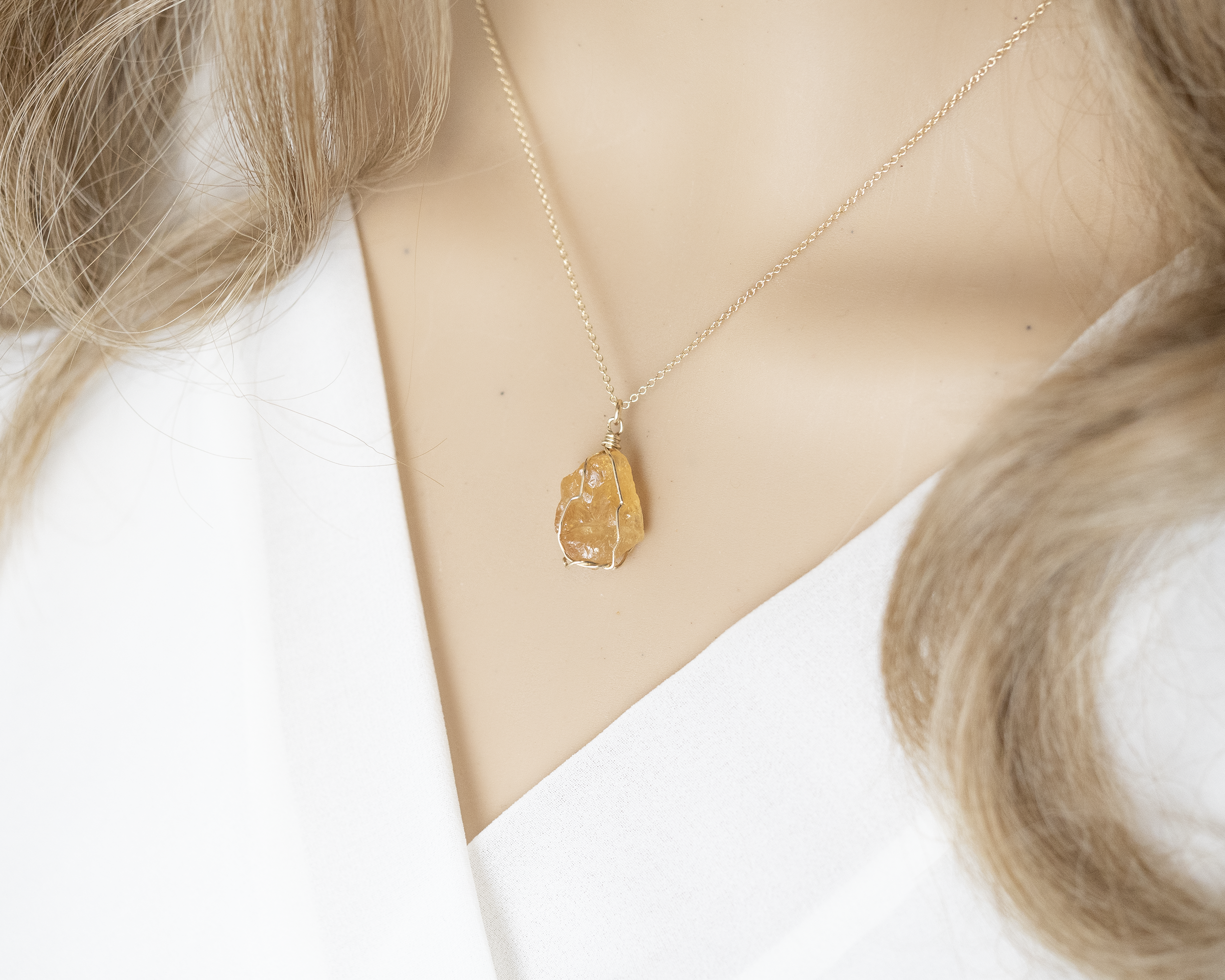 Raw Crystal Wire Wrapped Necklace