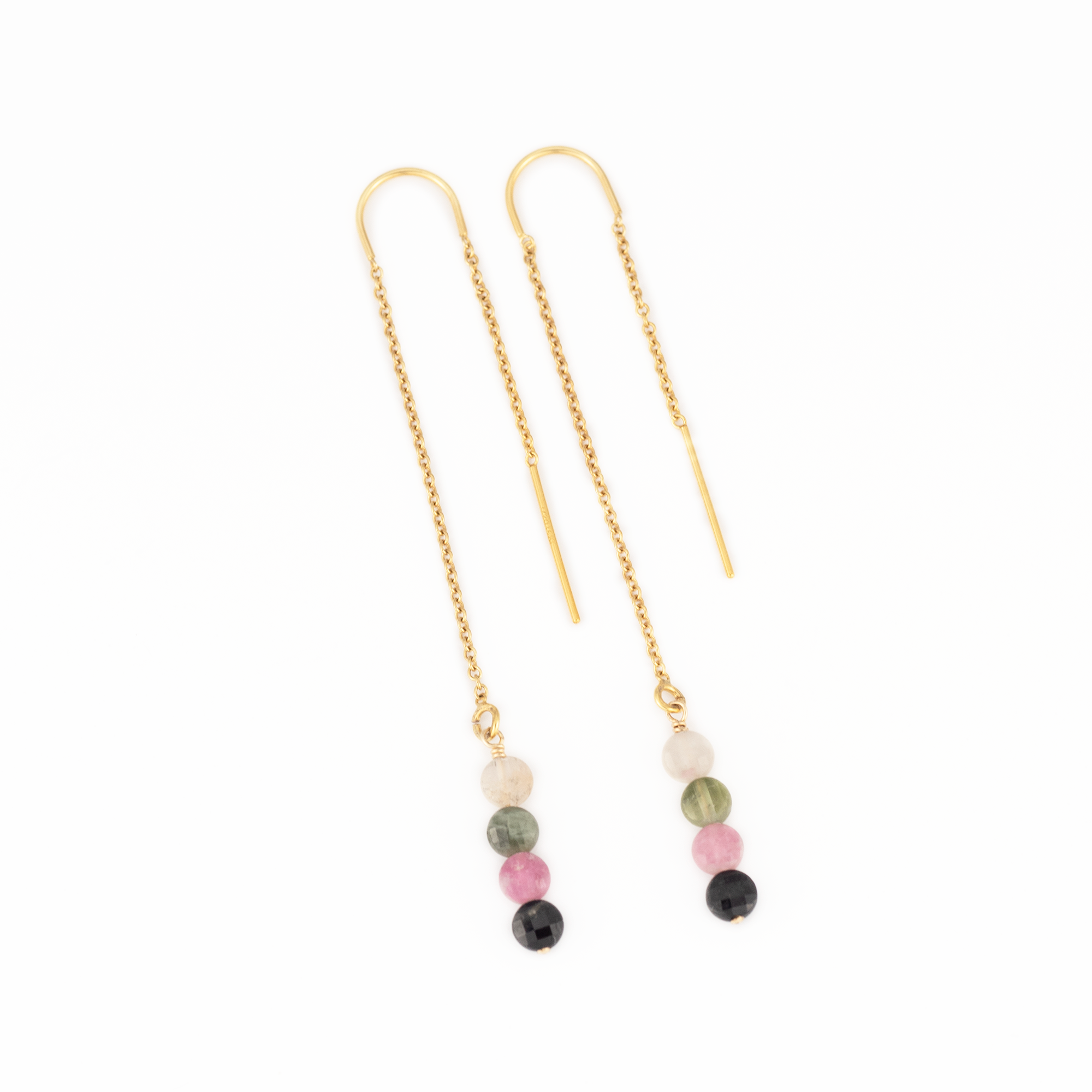 Watermelon Tourmaline Threader Earrings