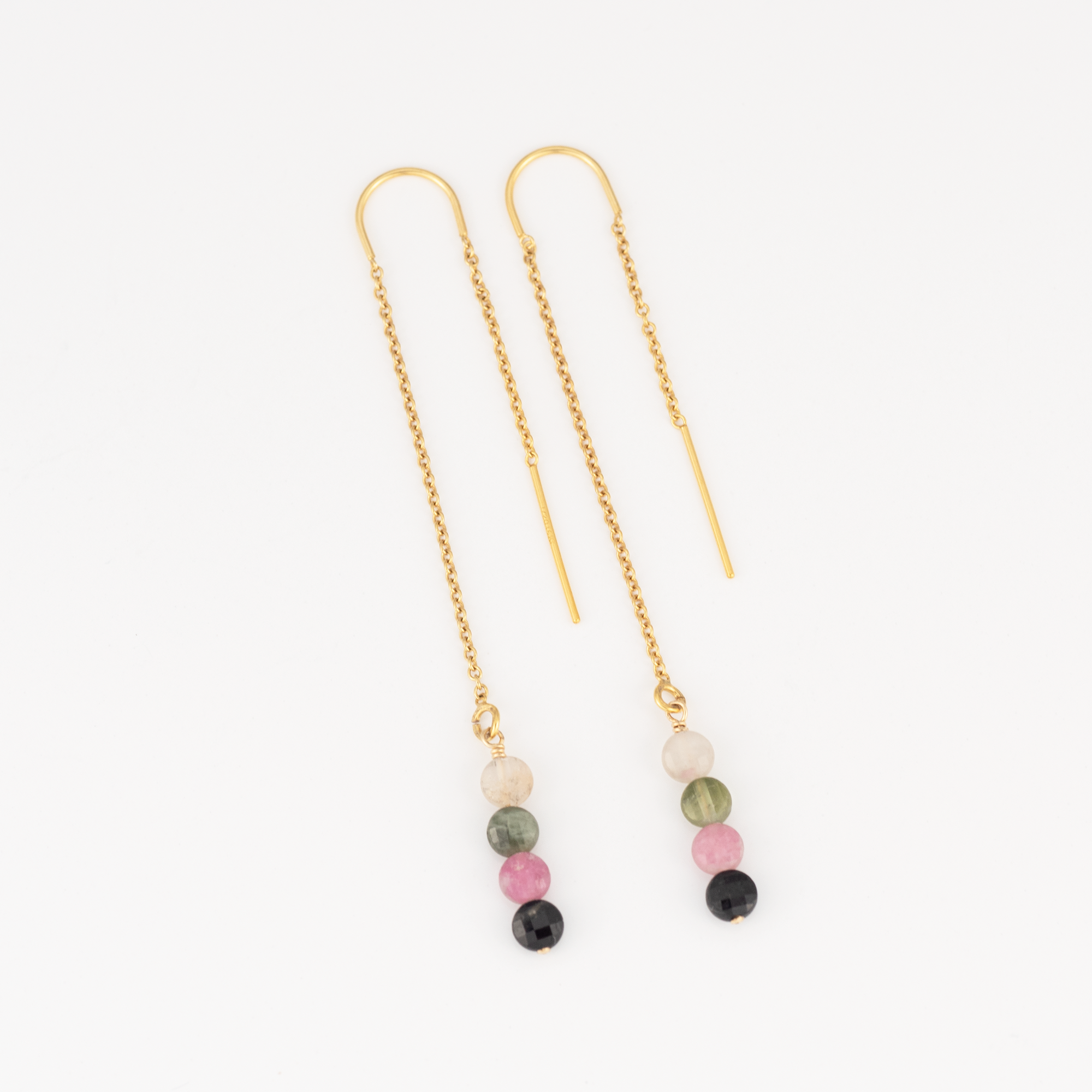 Watermelon Tourmaline Threader Earrings