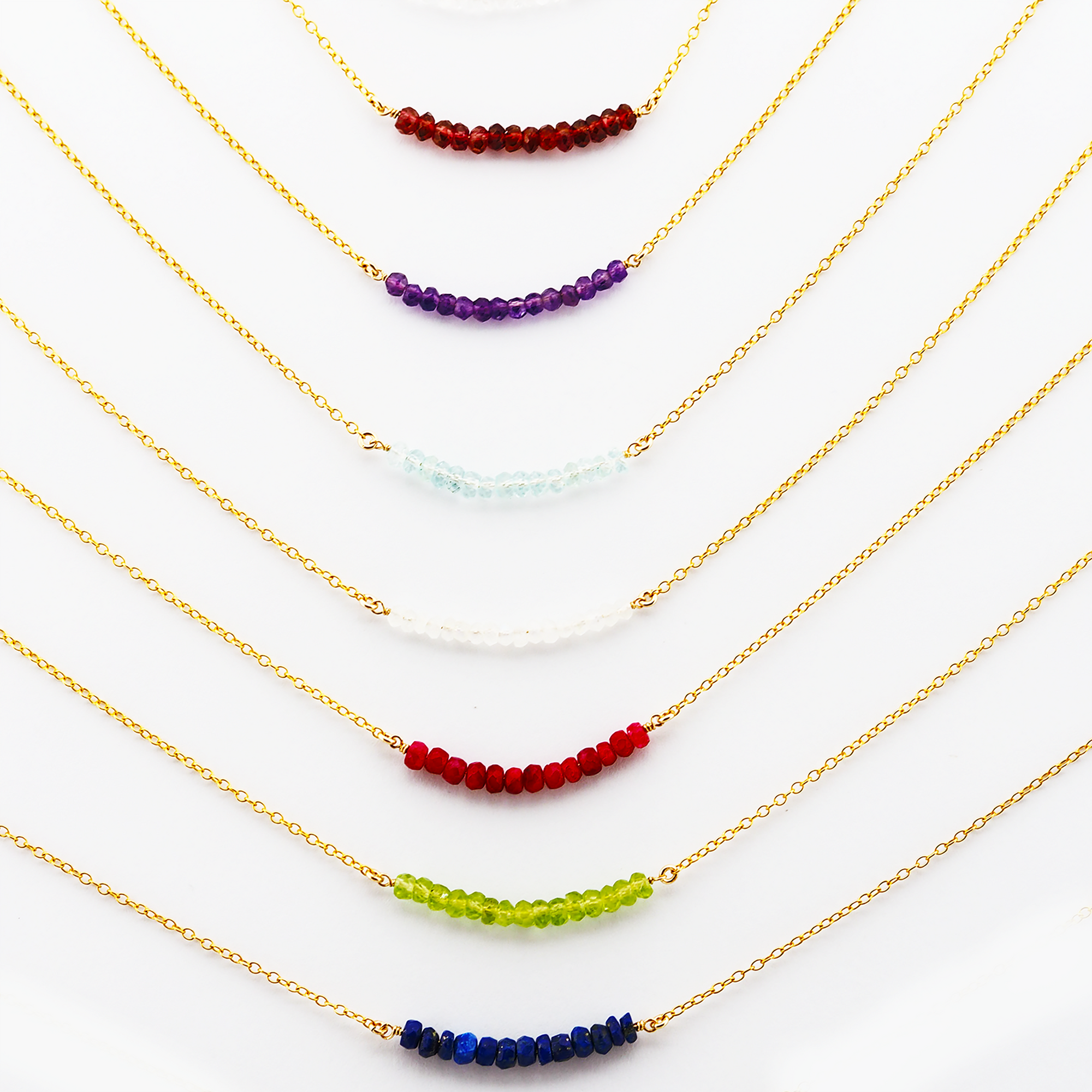 "Handmade Bead Bar Family Necklace - Custom Birthstone Jewelry for Loved Ones"
