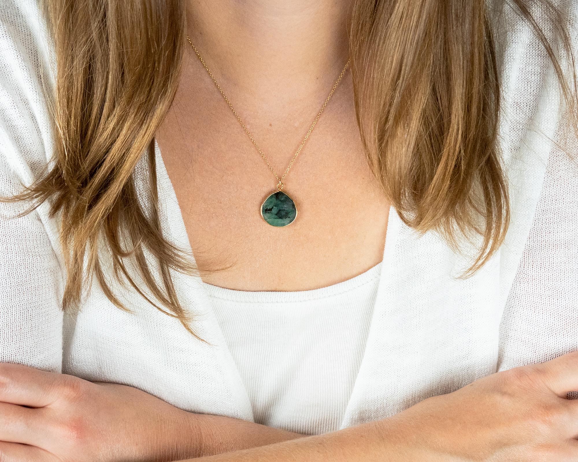 Raw Emerald Pendant Necklace