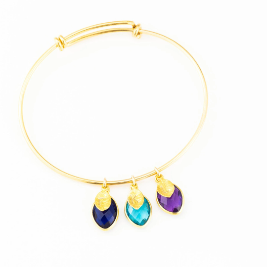 "Family Tree Birthstone Bangle - Cherish Family Bonds with a Personalized Bracelet"