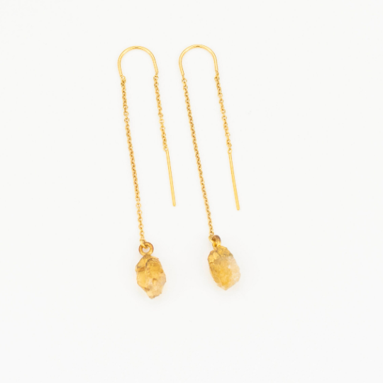 Raw Crystal Threaders  Earrings